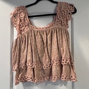 Chic Lace Trimmed Women's Blouse